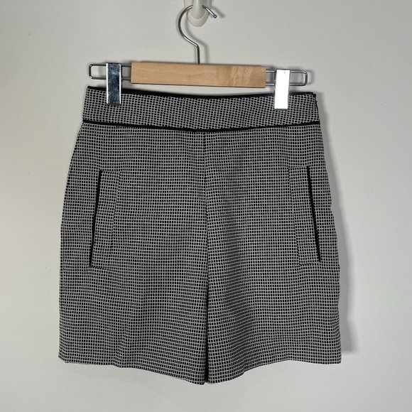 Zara Mini Black White Gingham Chequer Plaid Shorts Sz XS - Picture 1 of 6